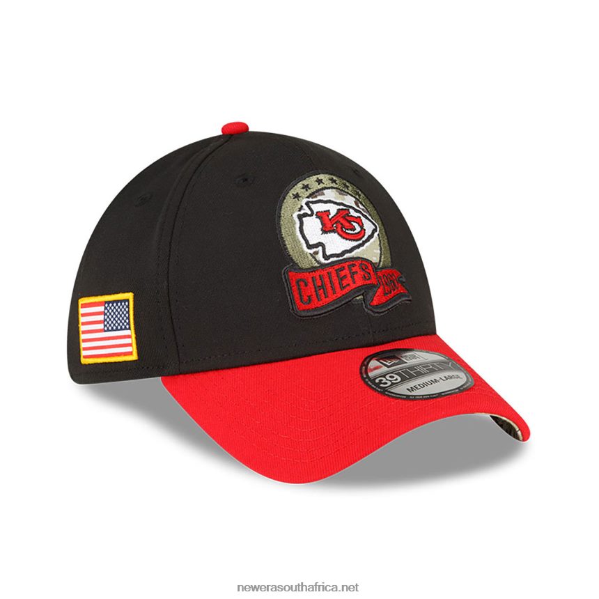 Kansas City Chiefs NFL Salute to Service Black 39THIRTY Stretch Fit Cap New Era TRBRBN2187