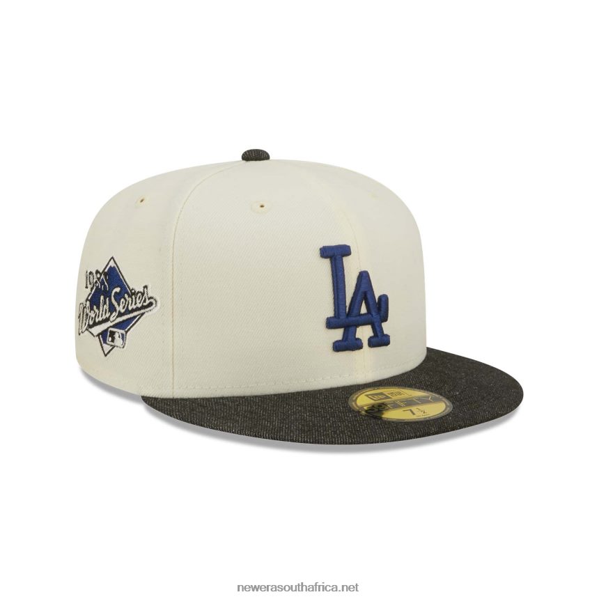 LA Dodgers MLB Black Denim Chrome White 59FIFTY Fitted Cap New Era TRBRBN661