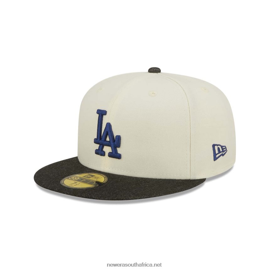 LA Dodgers MLB Black Denim Chrome White 59FIFTY Fitted Cap New Era TRBRBN661