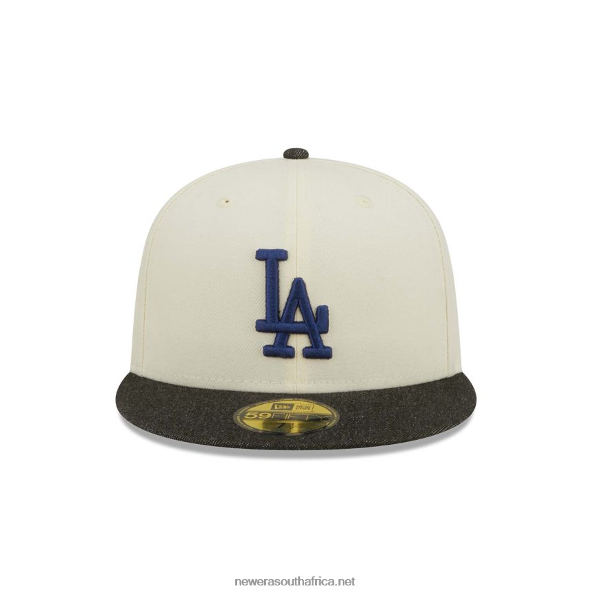 LA Dodgers MLB Black Denim Chrome White 59FIFTY Fitted Cap New Era TRBRBN661