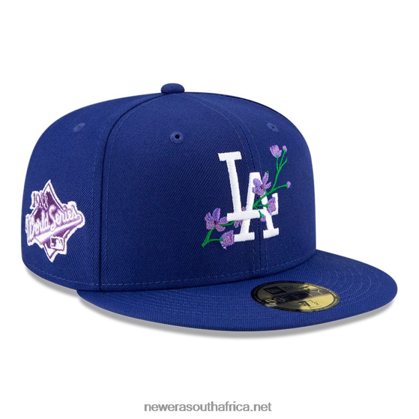 LA Dodgers MLB Side Patch Bloom Blue 59FIFTY Fitted Cap New Era TRBRBN910