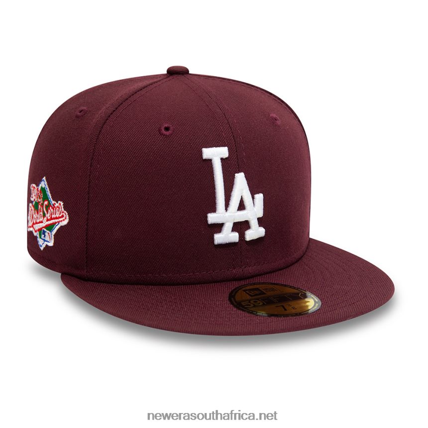LA Dodgers Side Patch Maroon 59FIFTY Fitted Cap New Era TRBRBN609