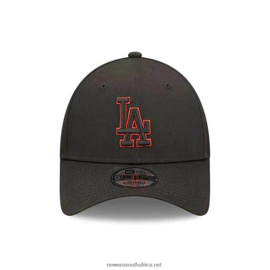 LA Dodgers Team Outline Black 9FORTY Adjustable Cap New Era TRBRBN1586