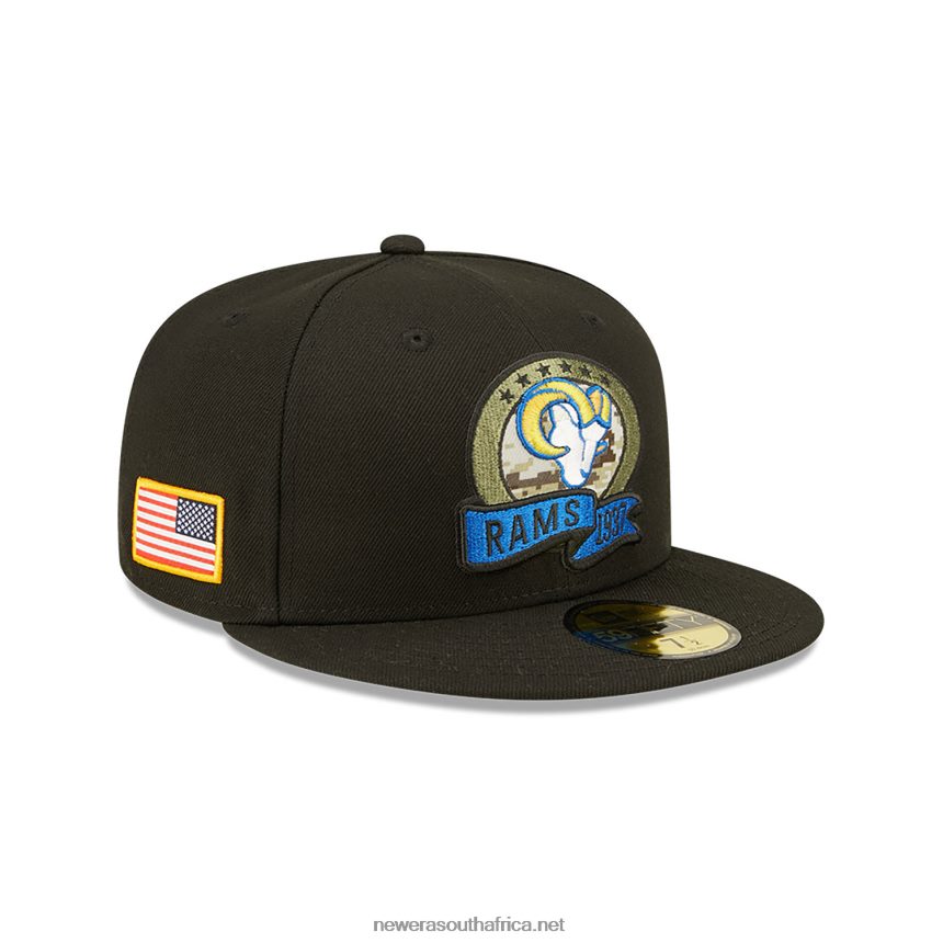 LA Rams NFL Salute to Service Black 59FIFTY Fitted Cap New Era TRBRBN1121