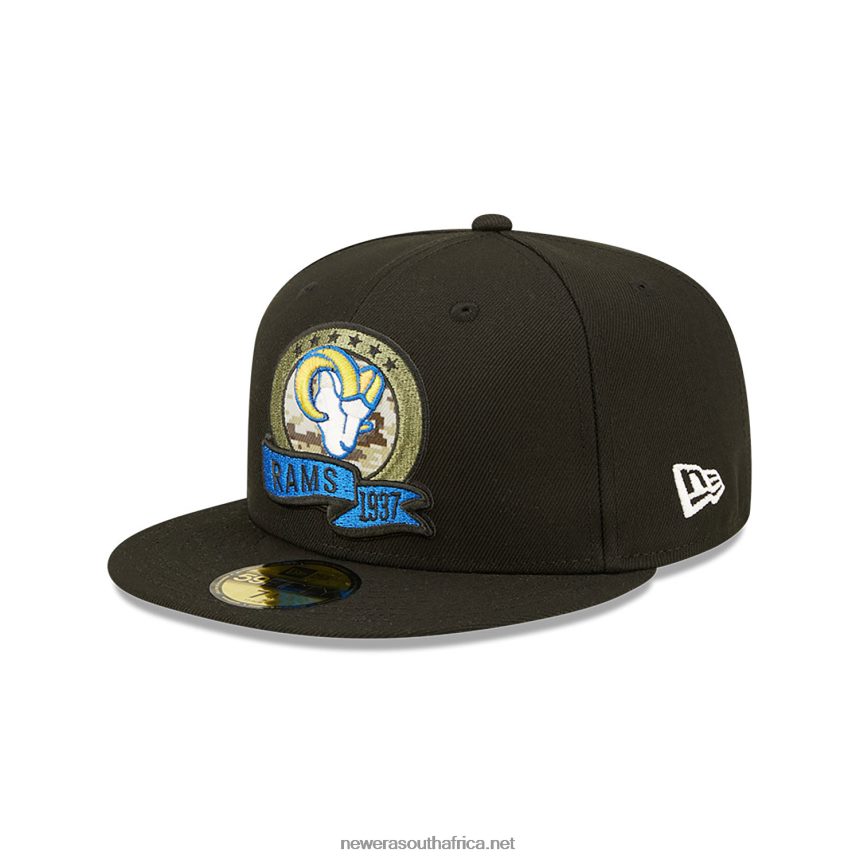 LA Rams NFL Salute to Service Black 59FIFTY Fitted Cap New Era TRBRBN1121