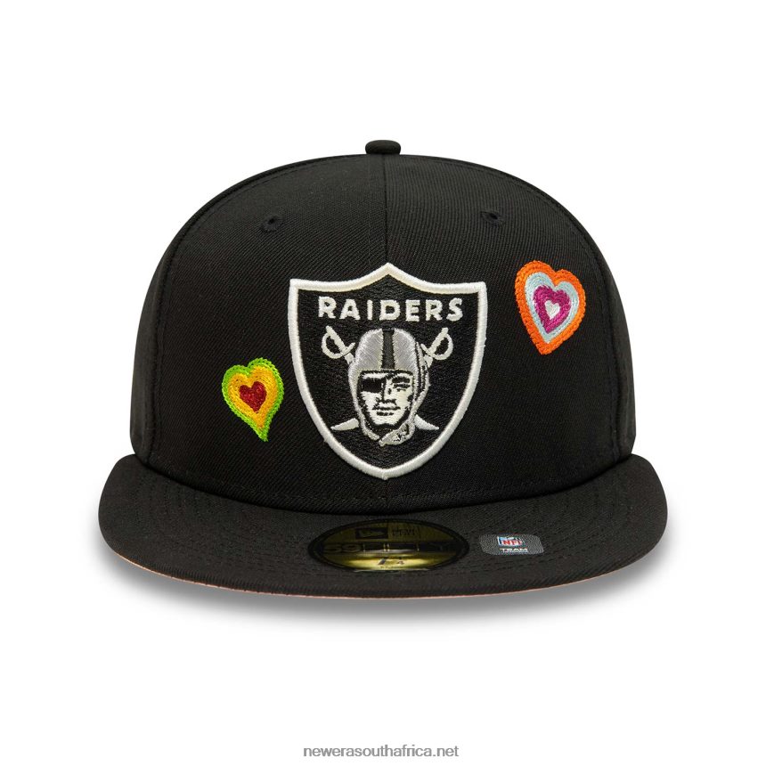 Las Vegas Raiders Chain Stitch Heart Black 59FIFTY Fitted Cap New Era TRBRBN473