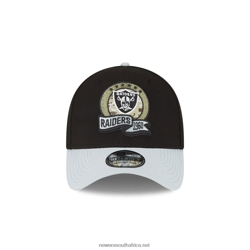Las Vegas Raiders NFL Salute to Service Black 39THIRTY Stretch Fit Cap New Era TRBRBN2163
