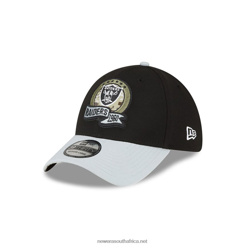 Las Vegas Raiders NFL Salute to Service Black 39THIRTY Stretch Fit Cap New Era TRBRBN2163