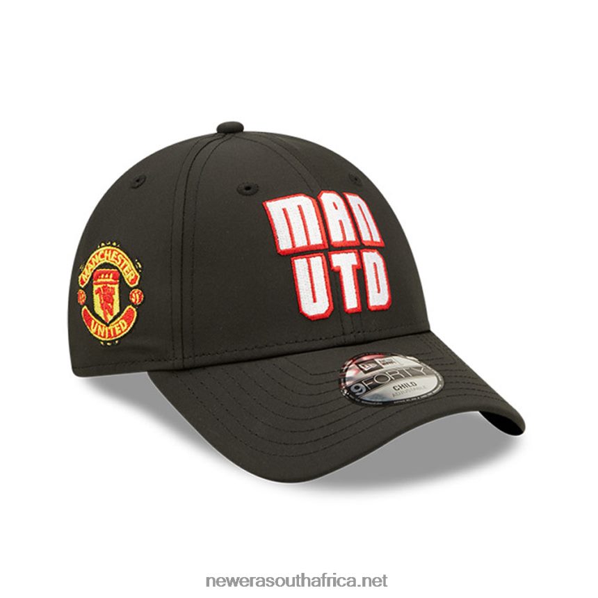 Manchester United Wordmark Youth Black 9FORTY Adjustable Cap New Era TRBRBN1785