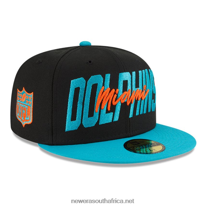 Miami Dolphins NFL Draft Black 59FIFTY Fitted Cap New Era TRBRBN121