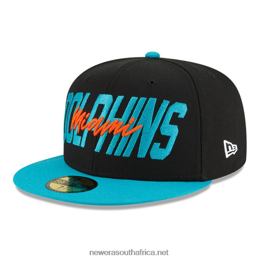 Miami Dolphins NFL Draft Black 59FIFTY Fitted Cap New Era TRBRBN121