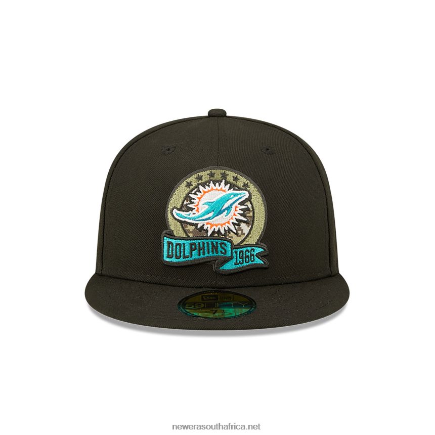 Miami Dolphins NFL Salute to Service Black 59FIFTY 59FIFTY Fitted Cap New Era TRBRBN941