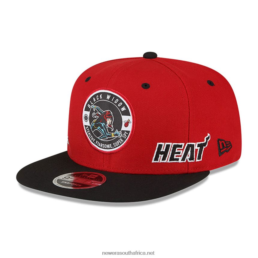 Miami Heat NBA x Marvel Black Widow Red 9FIFTY Snapback Cap New Era TRBRBN1962
