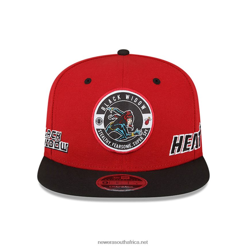 Miami Heat NBA x Marvel Black Widow Red 9FIFTY Snapback Cap New Era TRBRBN1962