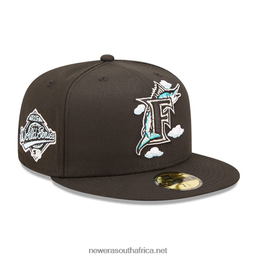 Miami Marlins Comic Cloud Black 59FIFTY Fitted Cap New Era TRBRBN1146