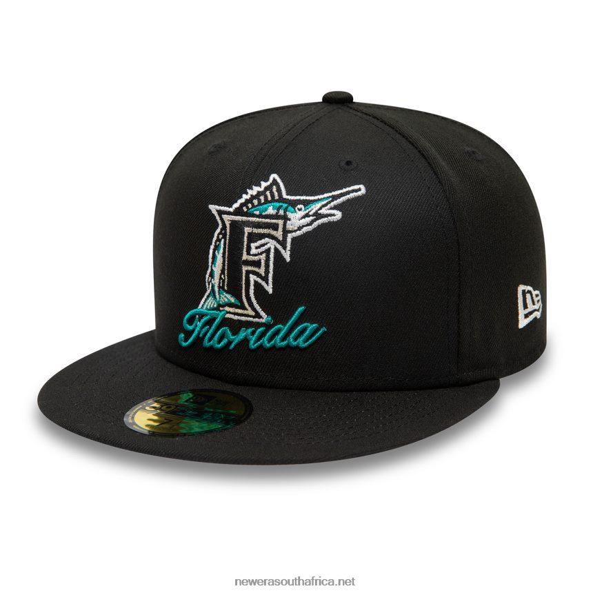 Miami Marlins Dual Logo Black 59FIFTY Fitted Cap New Era TRBRBN690