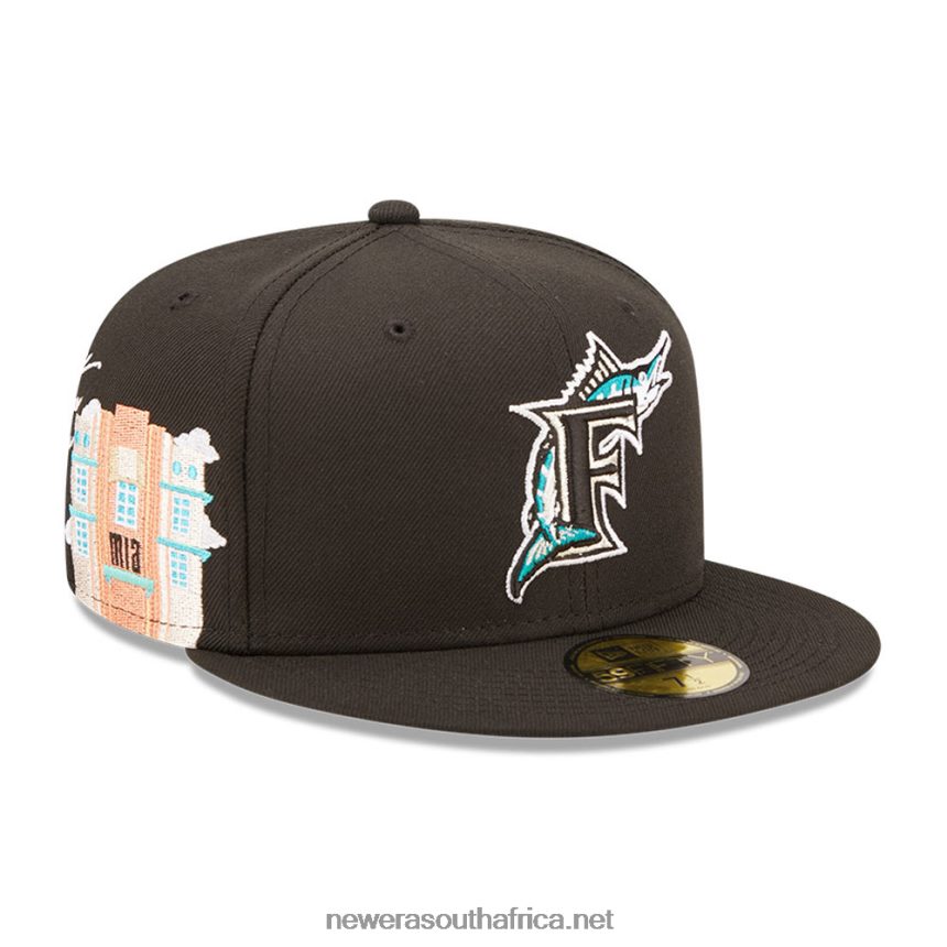 Miami Marlins MLB Cloud Black 59FIFTY Fitted Cap New Era TRBRBN549