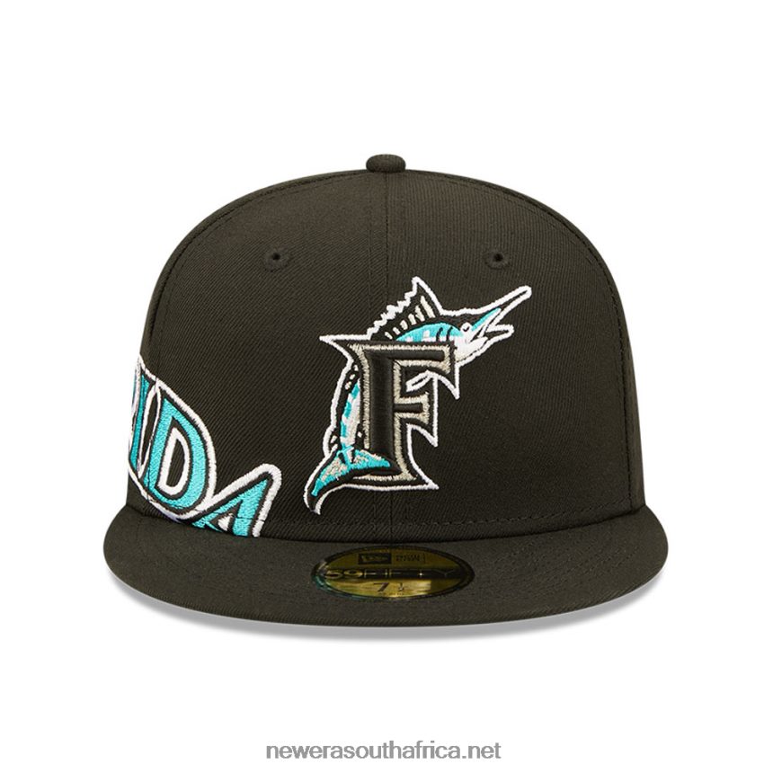 Miami Marlins MLB Side Split Black 59FIFTY Fitted Cap New Era TRBRBN963