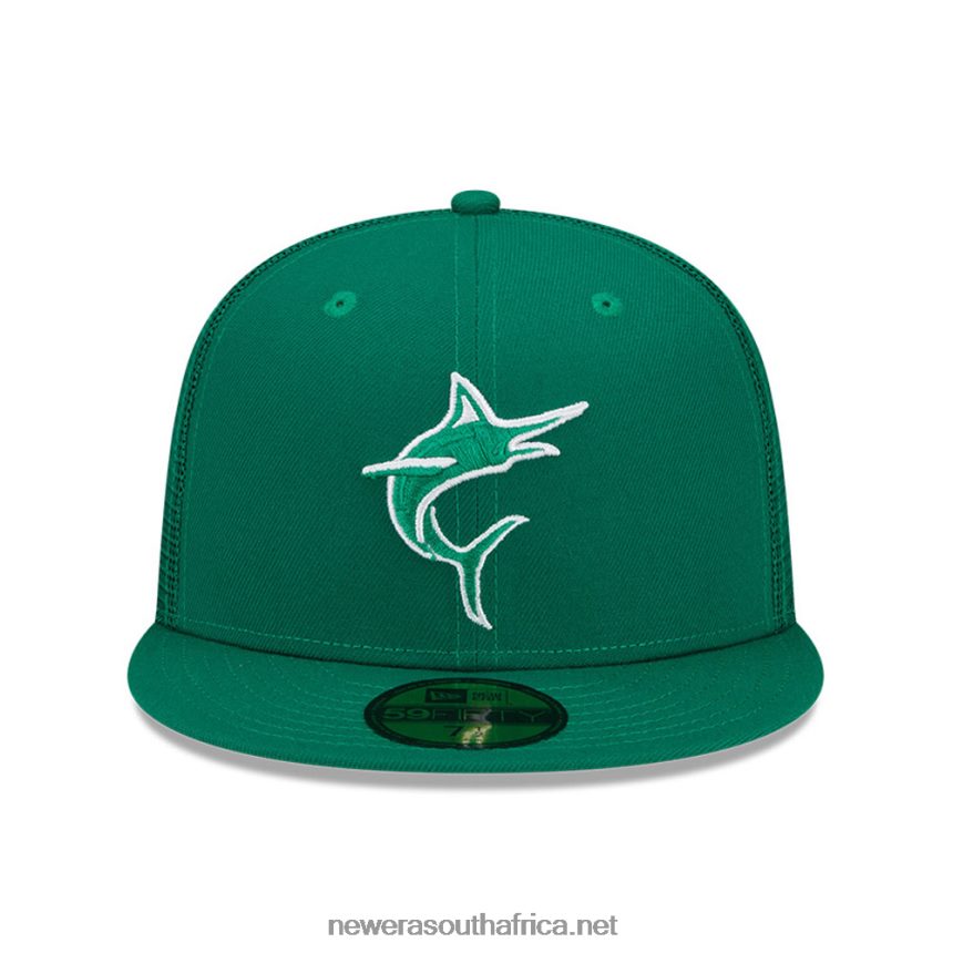 Miami Marlins MLB St Patricks Day Green 59FIFTY Cap New Era TRBRBN974