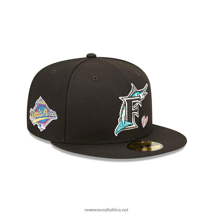 Miami Marlins MLB Team Heart Black 59FIFTY Fitted Cap New Era TRBRBN533