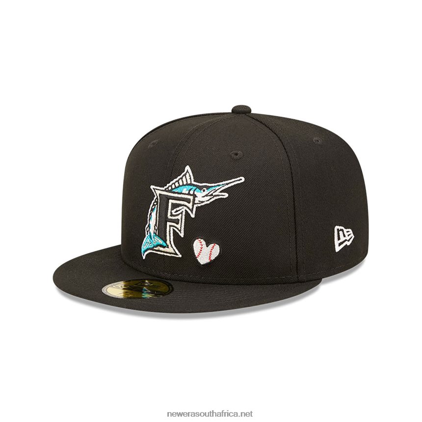 Miami Marlins MLB Team Heart Black 59FIFTY Fitted Cap New Era TRBRBN533