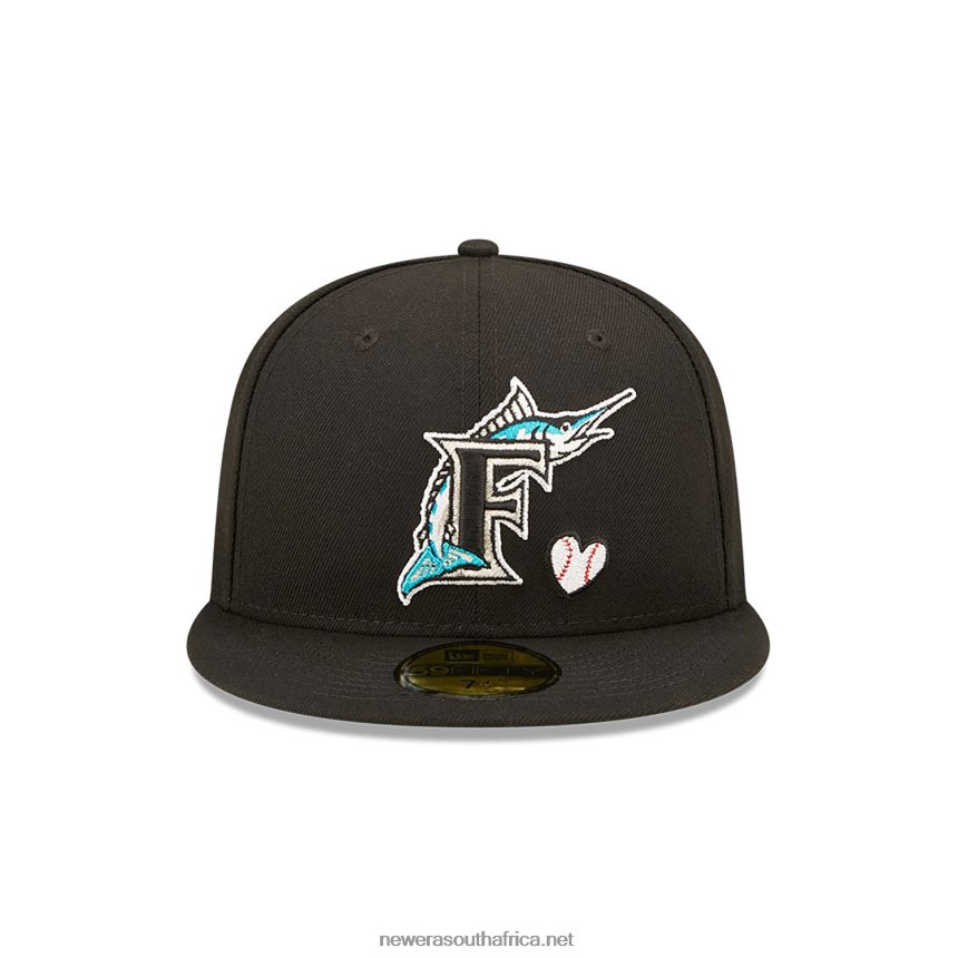 Miami Marlins MLB Team Heart Black 59FIFTY Fitted Cap New Era TRBRBN533