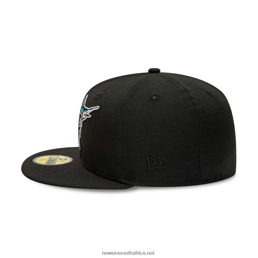 Miami Marlins Premium Wool Black 59FIFTY Fitted Cap New Era TRBRBN455