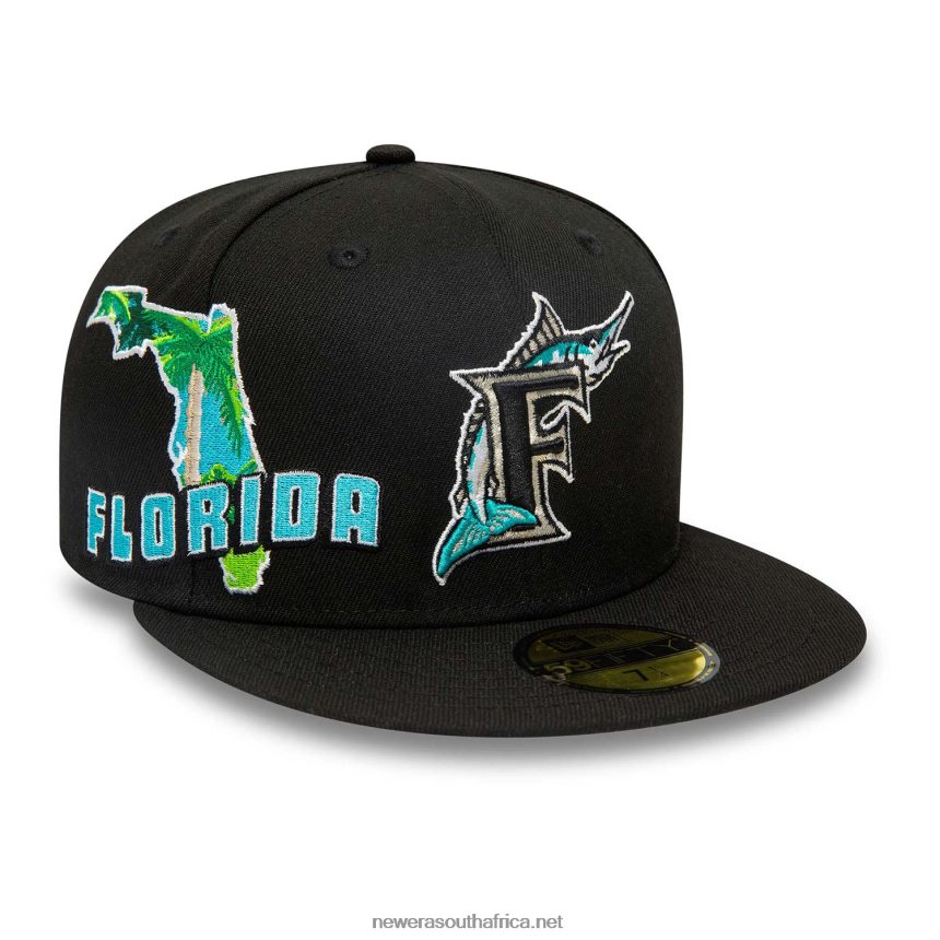 Miami Marlins Stateview Black 59FIFTY Fitted Cap New Era TRBRBN447