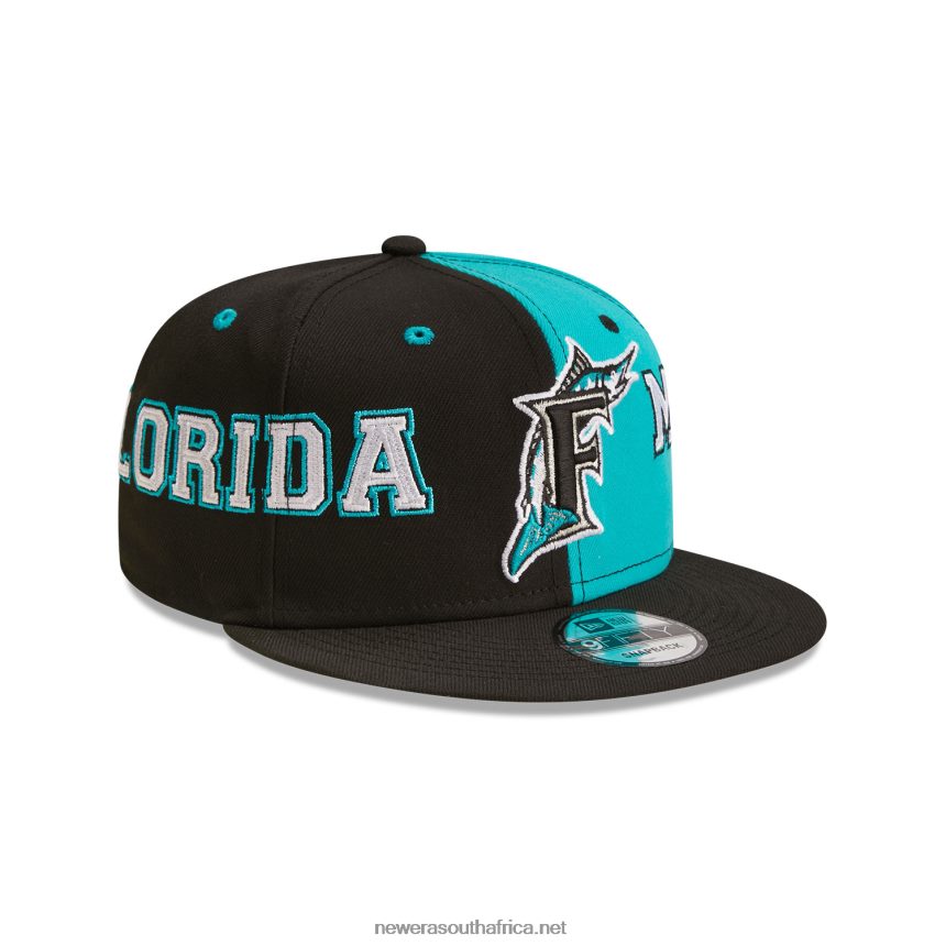 Miami Marlins Teamsplit Black 9FIFTY Snapback Cap New Era TRBRBN2025