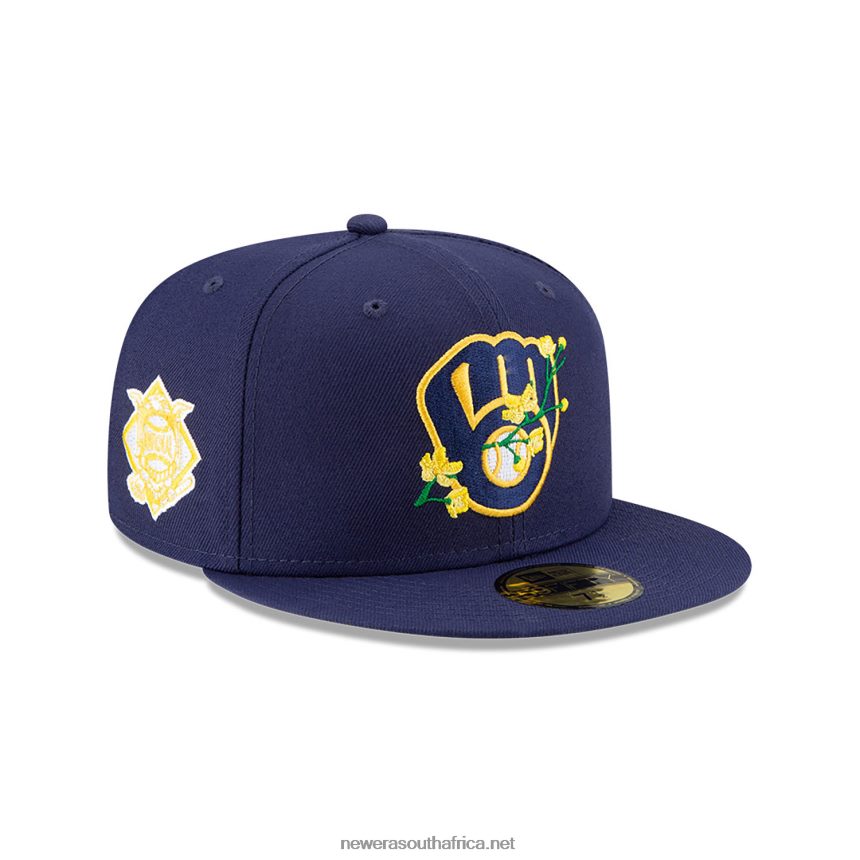 Milwaukee Brewers Side Patch Bloom Blue 59FIFTY Fitted Cap New Era TRBRBN662