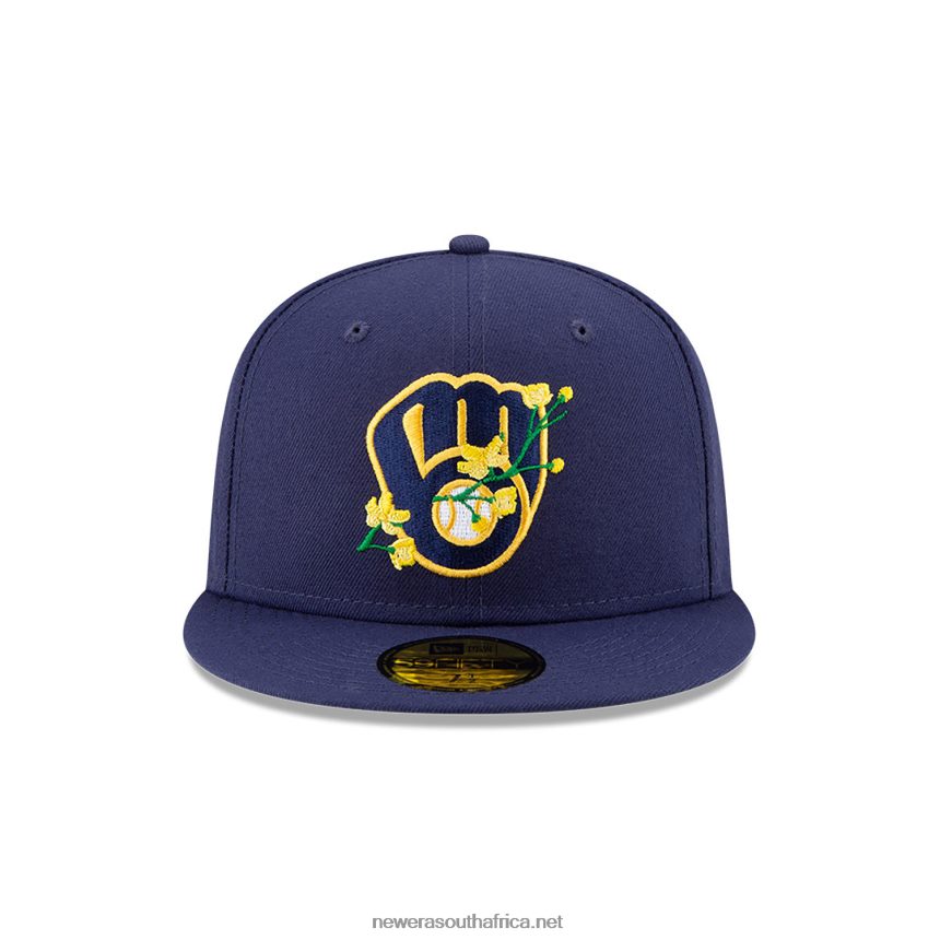 Milwaukee Brewers Side Patch Bloom Blue 59FIFTY Fitted Cap New Era TRBRBN662