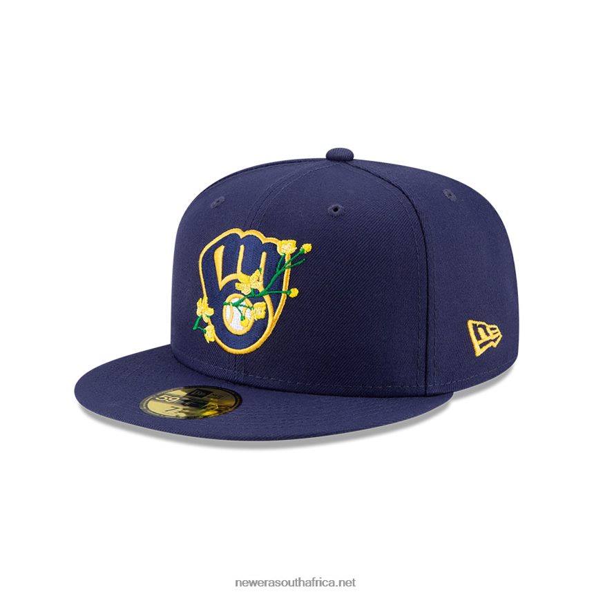 Milwaukee Brewers Side Patch Bloom Blue 59FIFTY Fitted Cap New Era TRBRBN662