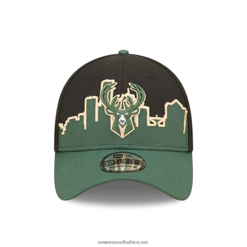 Milwaukee Bucks NBA Tip Off 2022 Black 39THIRTY Stretch Fit Cap New Era TRBRBN2210