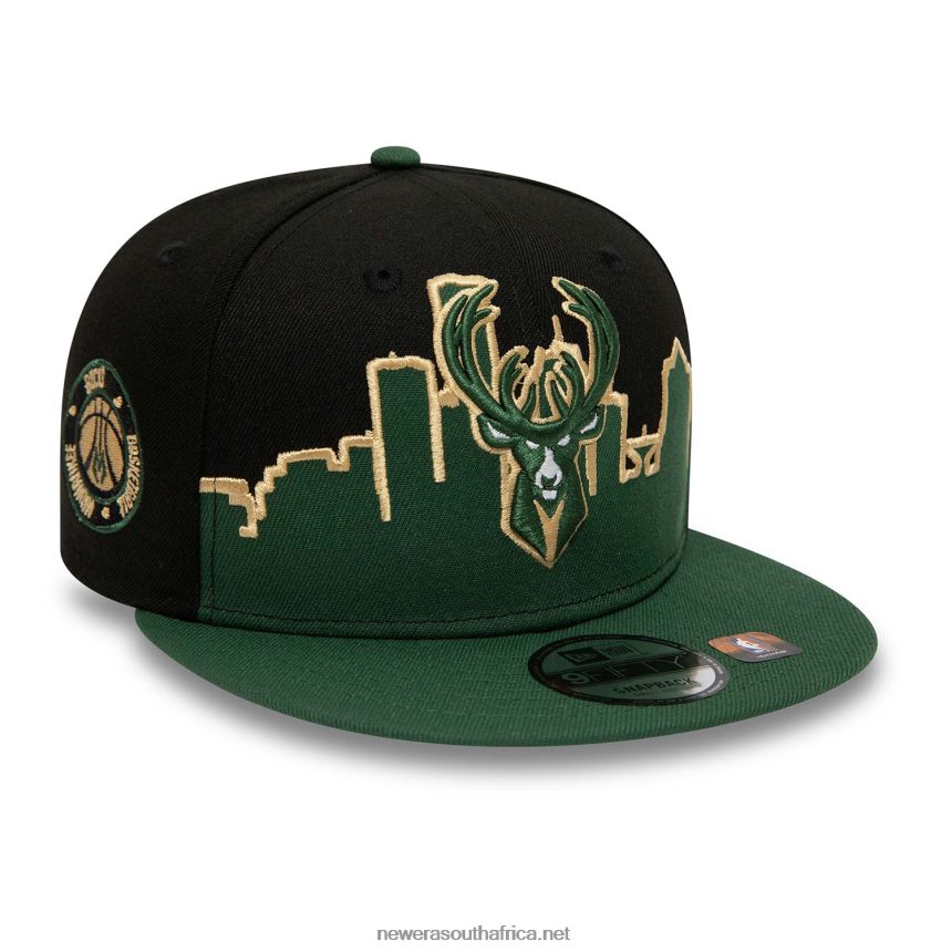 Milwaukee Bucks NBA Tip Off 2022 Black 9FIFTY Snapback Cap New Era TRBRBN2092