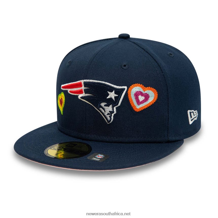 New England Patriots Chain Stitch Heart Blue 59FIFTY Fitted Cap New Era TRBRBN411