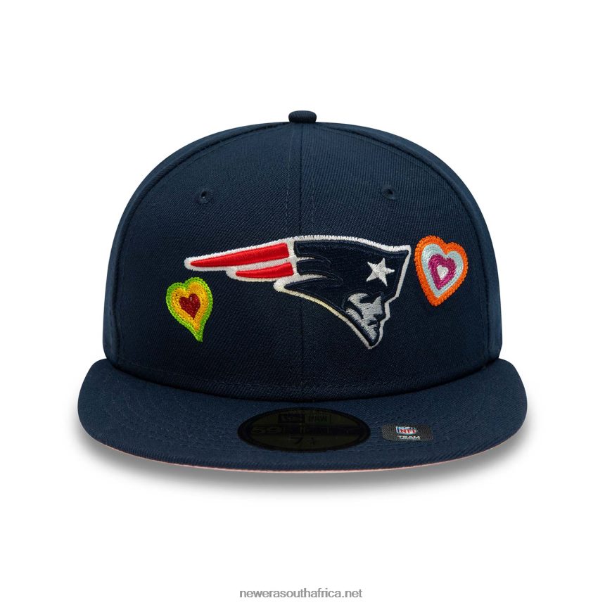 New England Patriots Chain Stitch Heart Blue 59FIFTY Fitted Cap New Era TRBRBN411