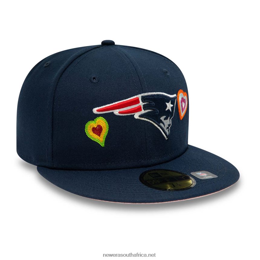 New England Patriots Chain Stitch Heart Blue 59FIFTY Fitted Cap New Era TRBRBN411