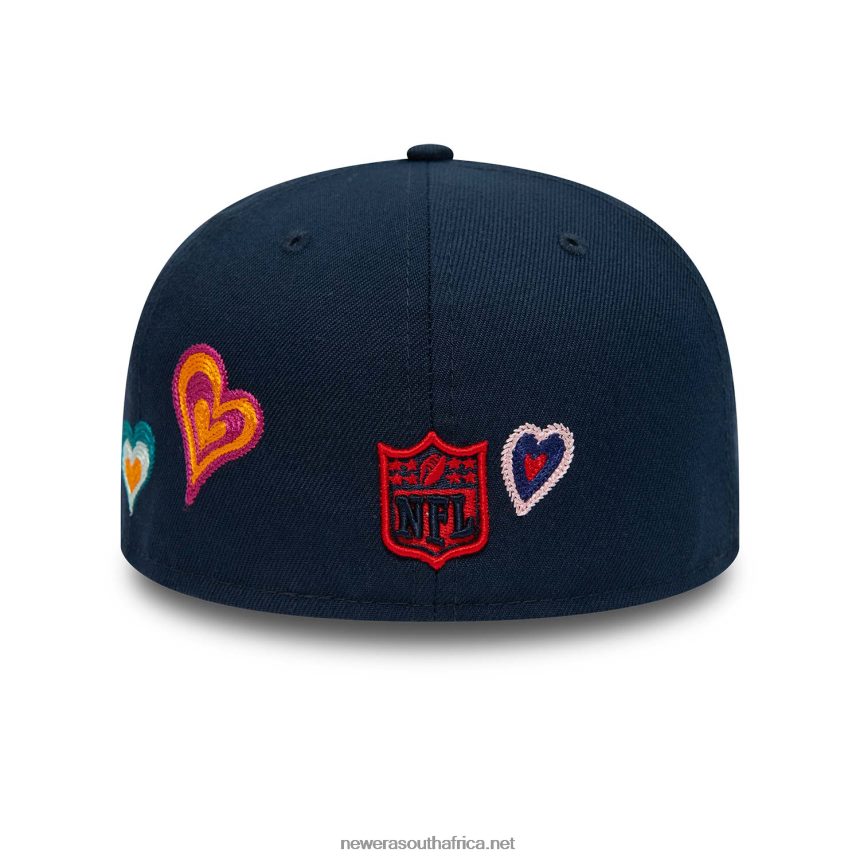 New England Patriots Chain Stitch Heart Blue 59FIFTY Fitted Cap New Era TRBRBN411