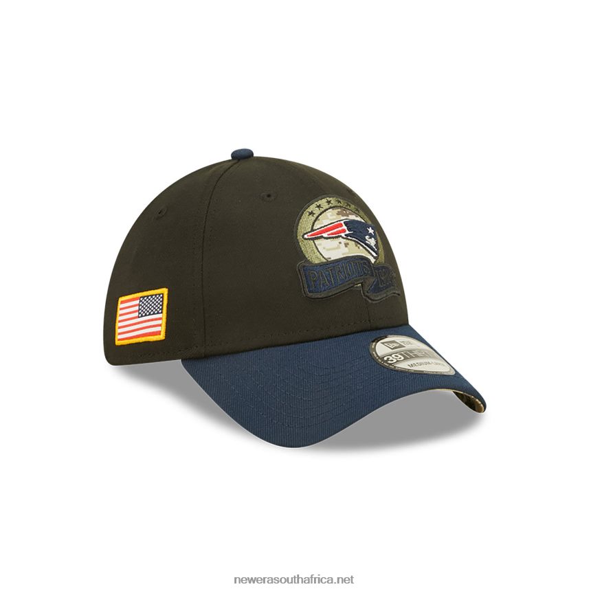 New England Patriots NFL Salute to Service Black 39THIRTY Stretch Fit Cap New Era TRBRBN2169