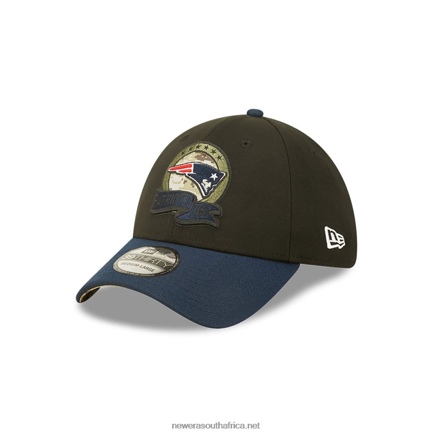 New England Patriots NFL Salute to Service Black 39THIRTY Stretch Fit Cap New Era TRBRBN2169
