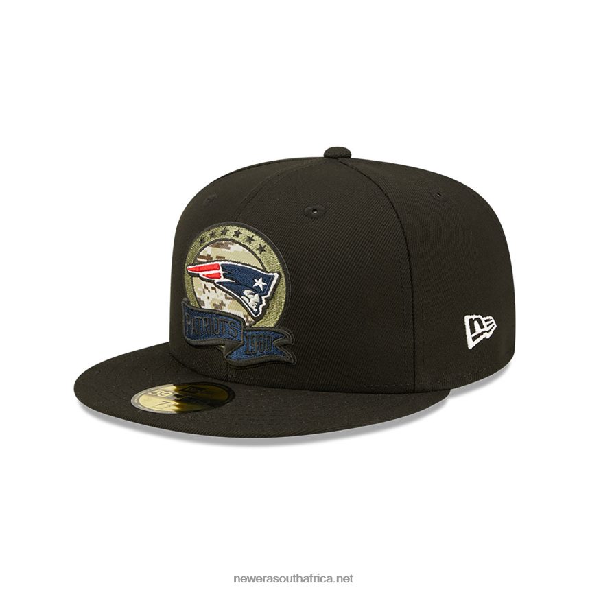New England Patriots NFL Salute to Service Black 59FIFTY Fitted Cap New Era TRBRBN761