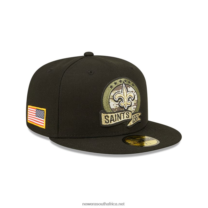 New Orleans Saints NFL Salute to Service Black 59FIFTY Fitted Cap New Era TRBRBN151