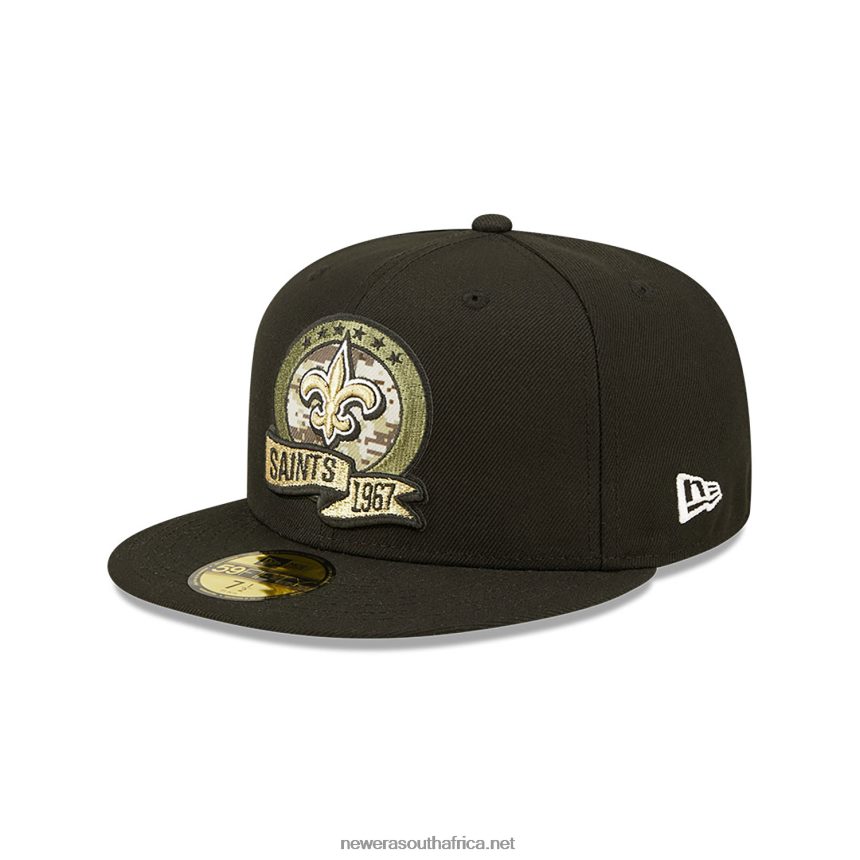 New Orleans Saints NFL Salute to Service Black 59FIFTY Fitted Cap New Era TRBRBN151