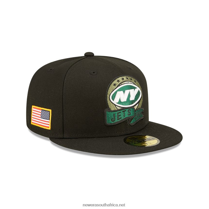 New York Jets NFL Salute to Service Black 59FIFTY Fitted Cap New Era TRBRBN1180