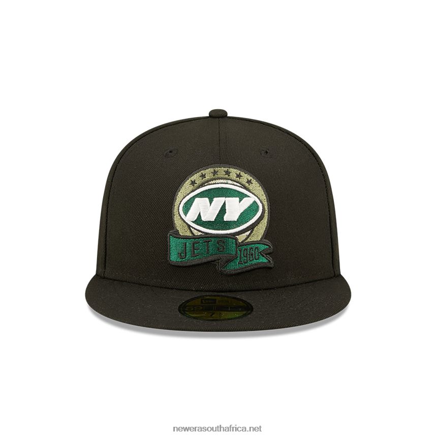 New York Jets NFL Salute to Service Black 59FIFTY Fitted Cap New Era TRBRBN1180