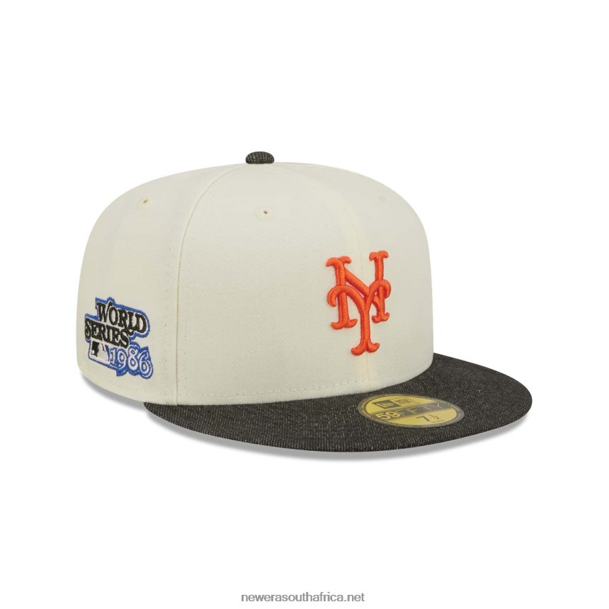 New York Mets MLB Black Denim Chrome White 59FIFTY Fitted Cap New Era TRBRBN837