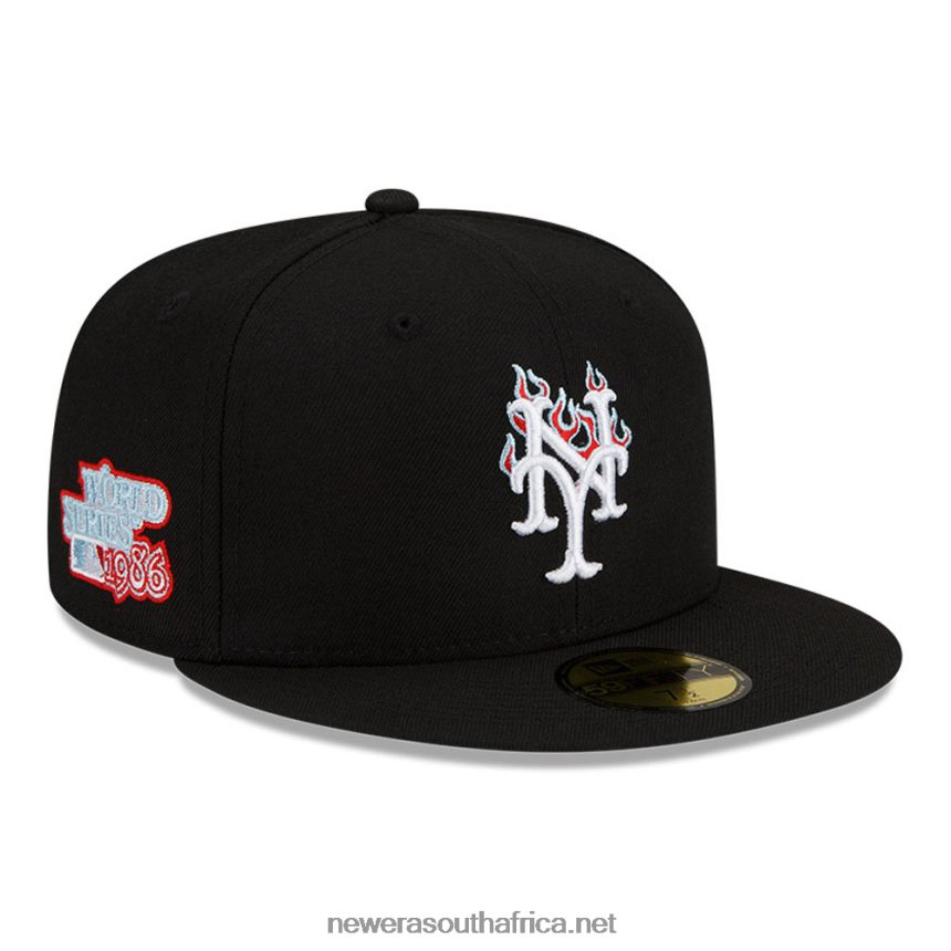 New York Mets MLB Team Fire Black 59FIFTY Fitted Cap New Era TRBRBN334