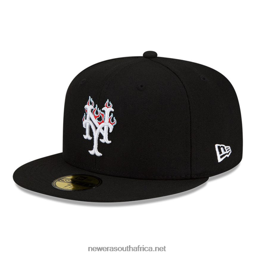 New York Mets MLB Team Fire Black 59FIFTY Fitted Cap New Era TRBRBN334