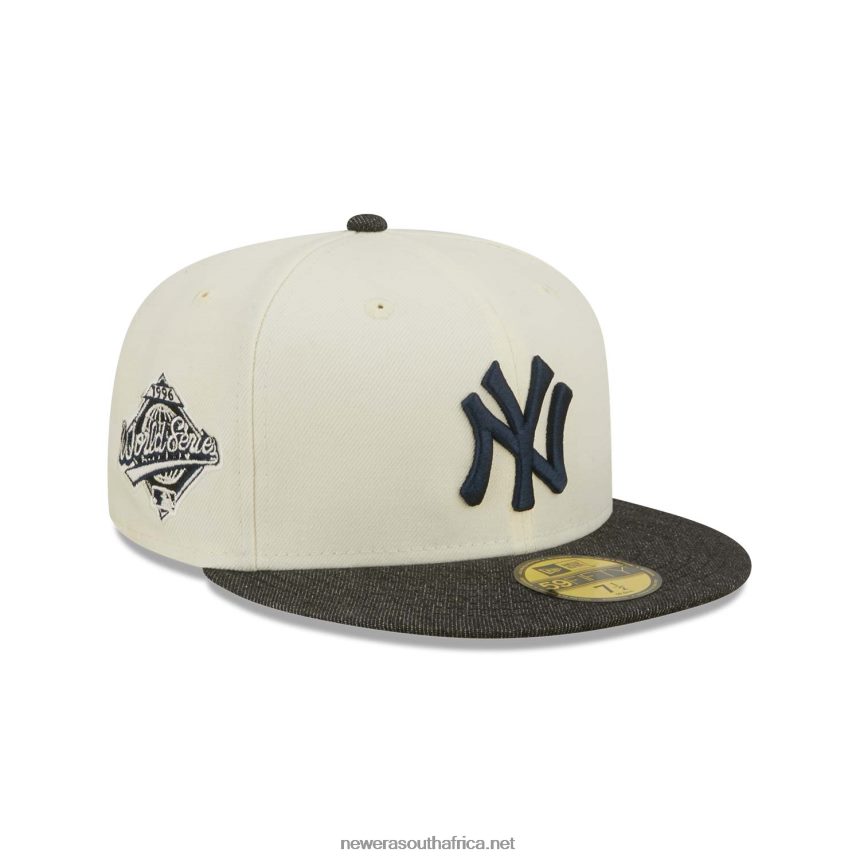 New York Yankees MLB Black Denim Chrome White 59FIFTY Fitted Cap New Era TRBRBN230