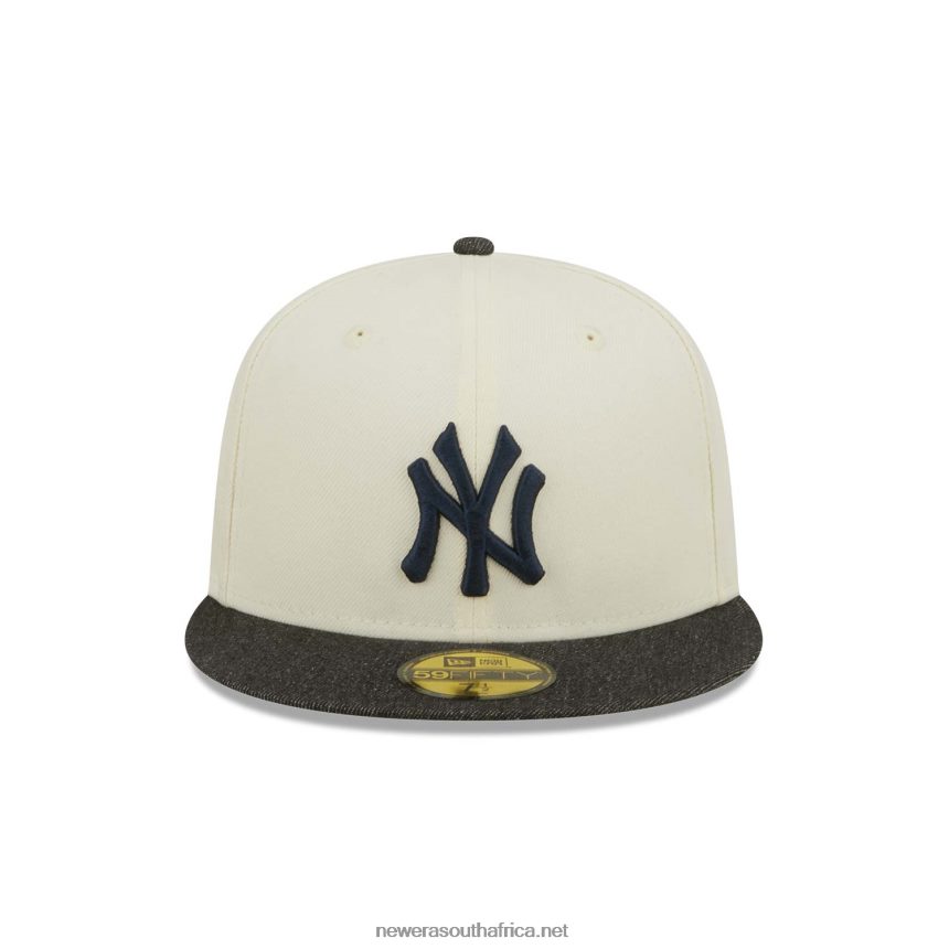 New York Yankees MLB Black Denim Chrome White 59FIFTY Fitted Cap New Era TRBRBN230